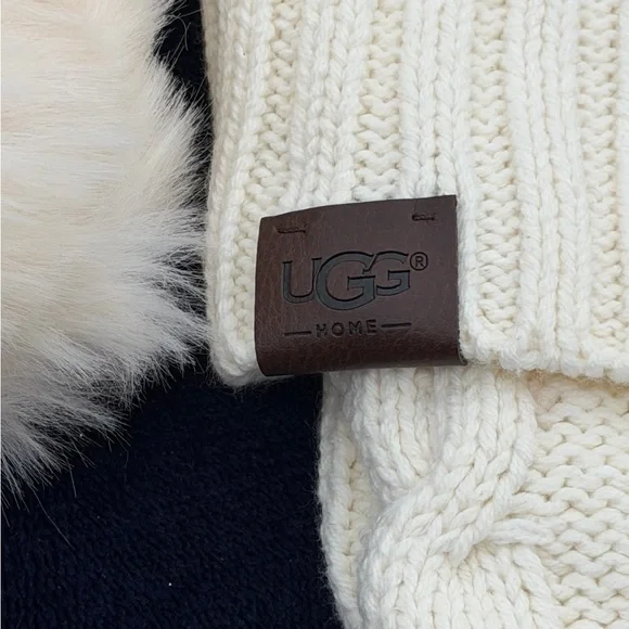 UGG Cream Knit Stocking with Pom Poms - Picture 2 of 2